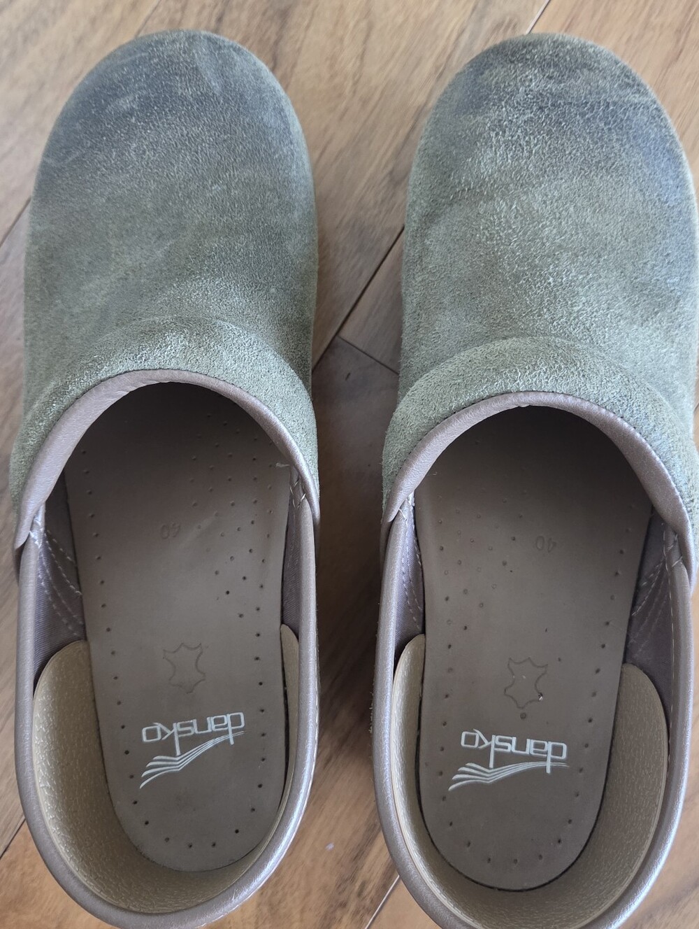 Dansko Suede Clog in Sage/Olive Green